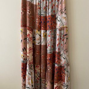 Les Amis Floral Patchwork Maxi Skirt - Size L